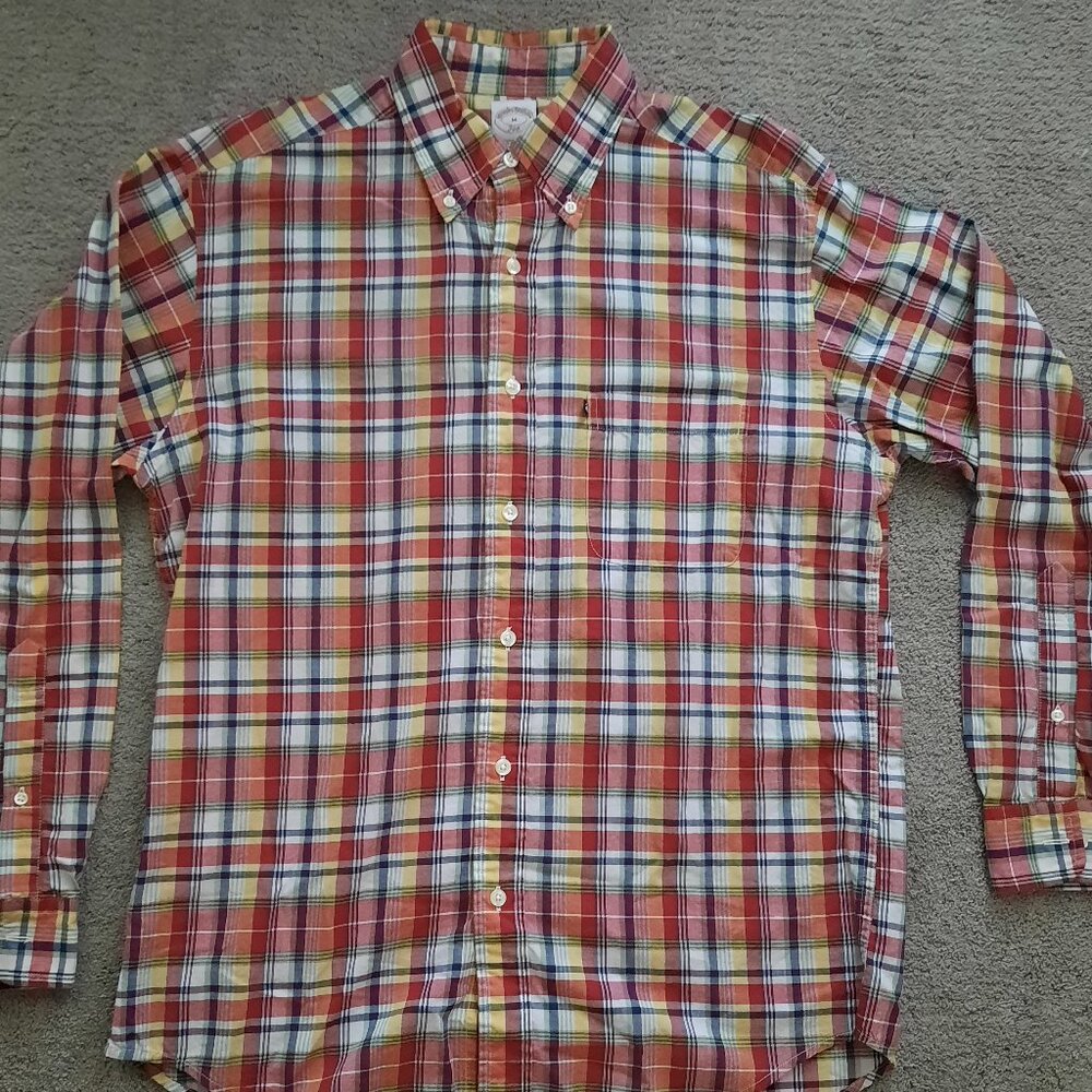 Brooks Brothers 346 Plaid Shirt Men's M Button Up Long Sleeve